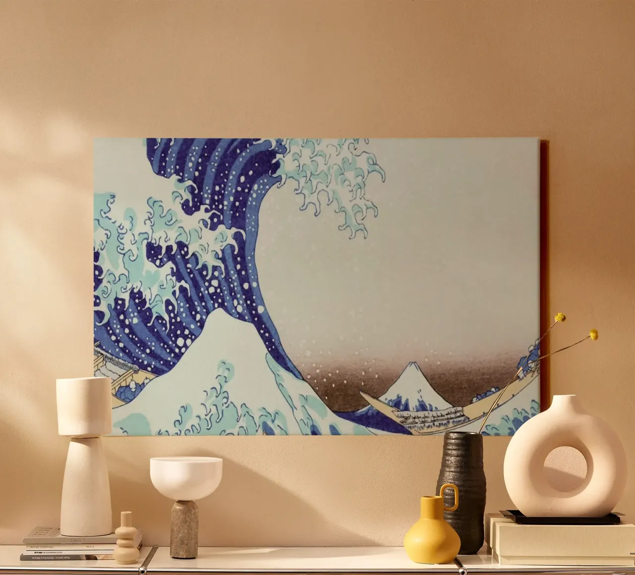 Grande onda al largo di Kanagawa - Katsushika Hokusai tela con Cornice a cassetta da Second Canvas