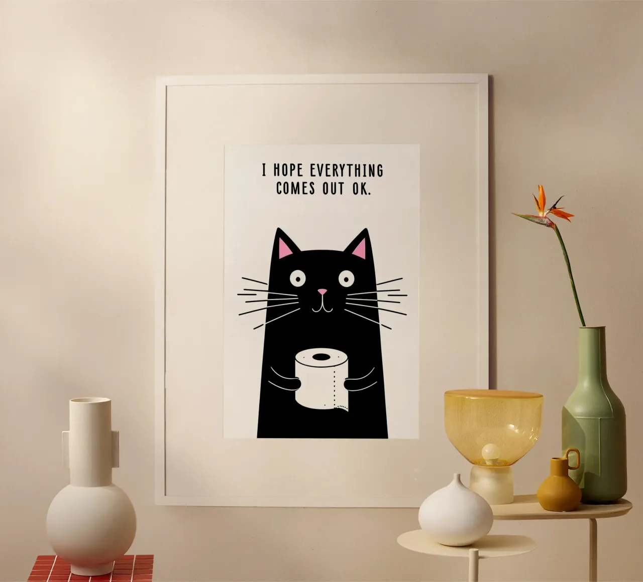 Spero che tutto vada bene poster con telaio in legno da 🥝 KIWI STORE