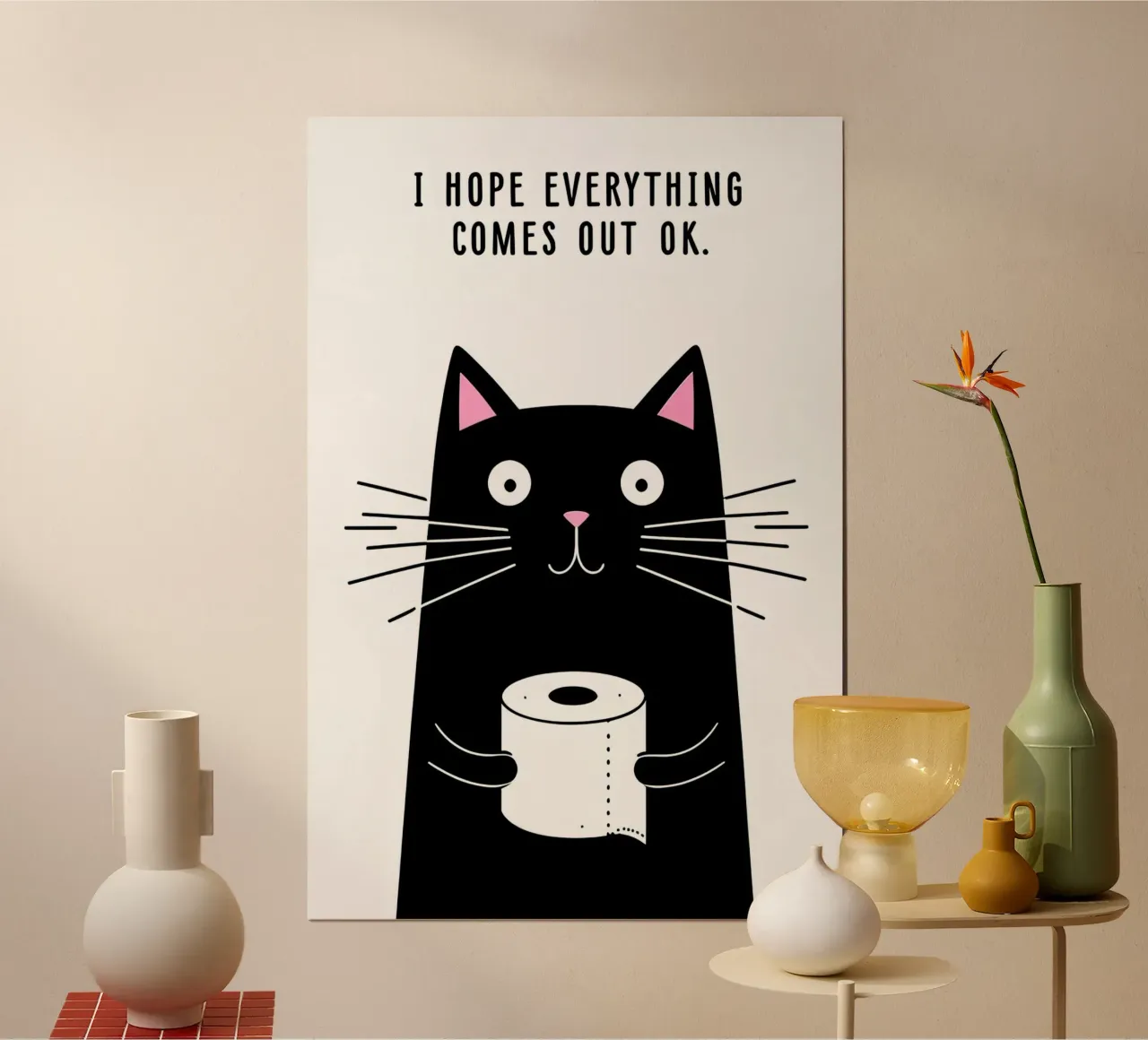 Spero che tutto vada bene poster con telaio in legno da 🥝 KIWI STORE