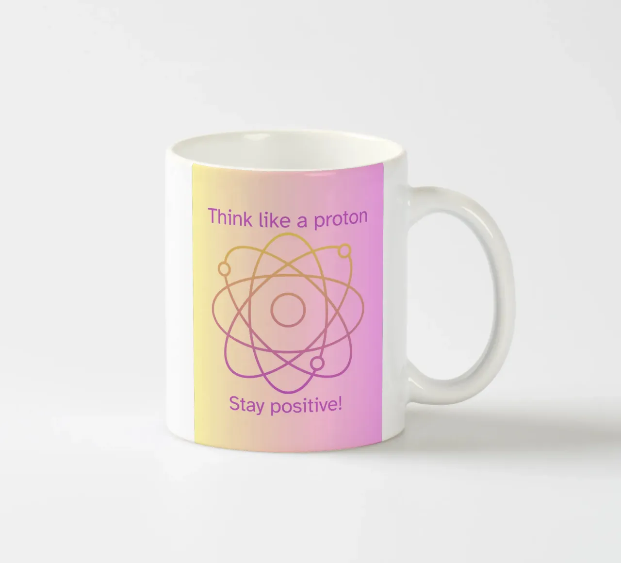 "Pensa come un protone Rimani positivo!". Citazione scientifica colorata tazza in ceramica da FABOArt