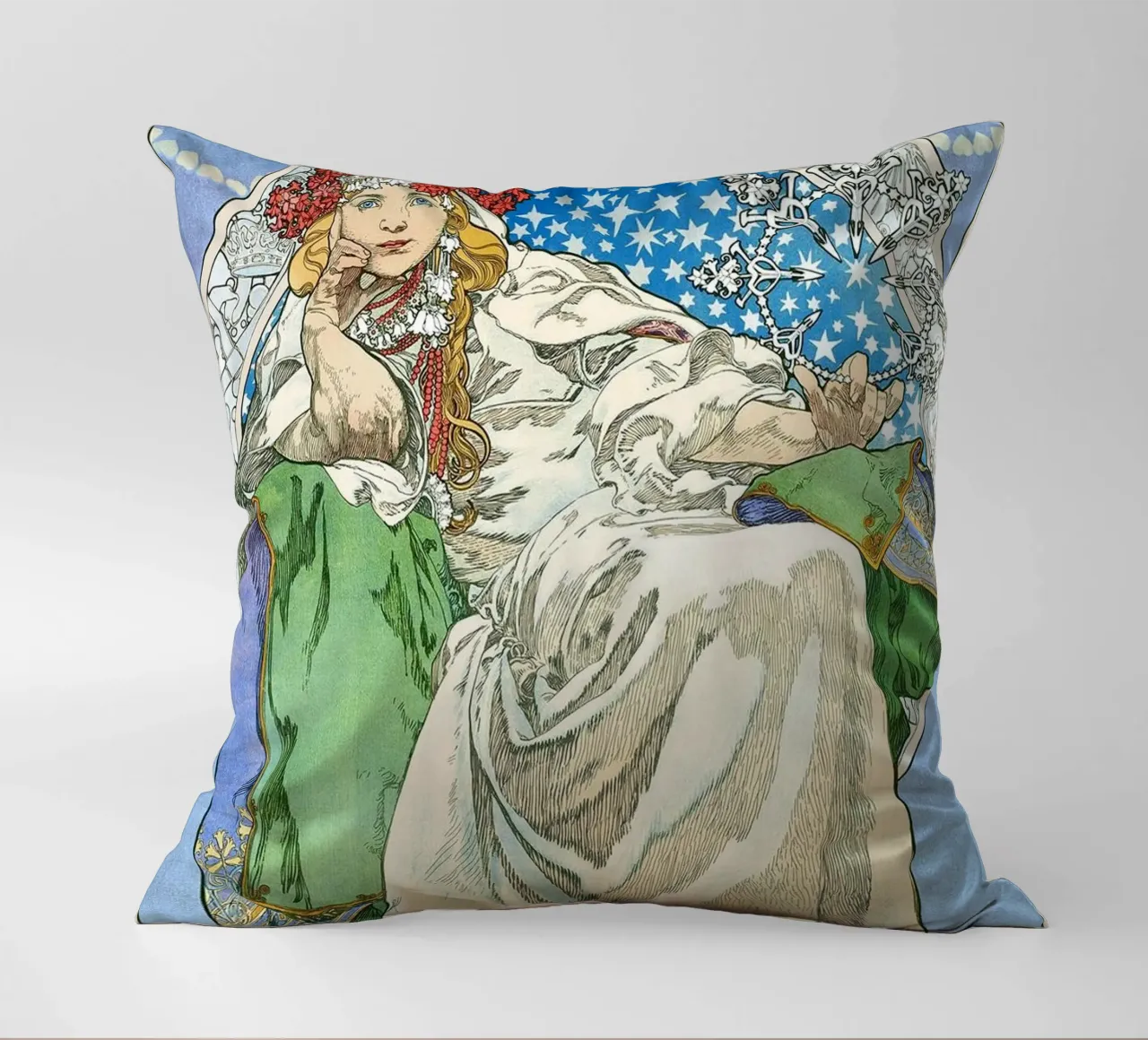 Alphonse Mucha - Principessa Giacinto cuscino da Timeless Artworks