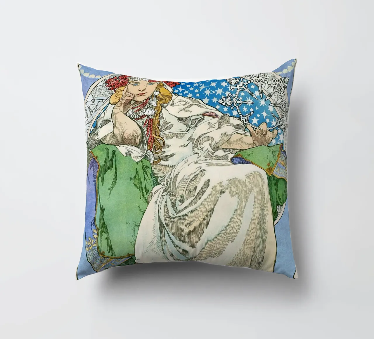 Alphonse Mucha - Principessa Giacinto cuscino da Timeless Artworks