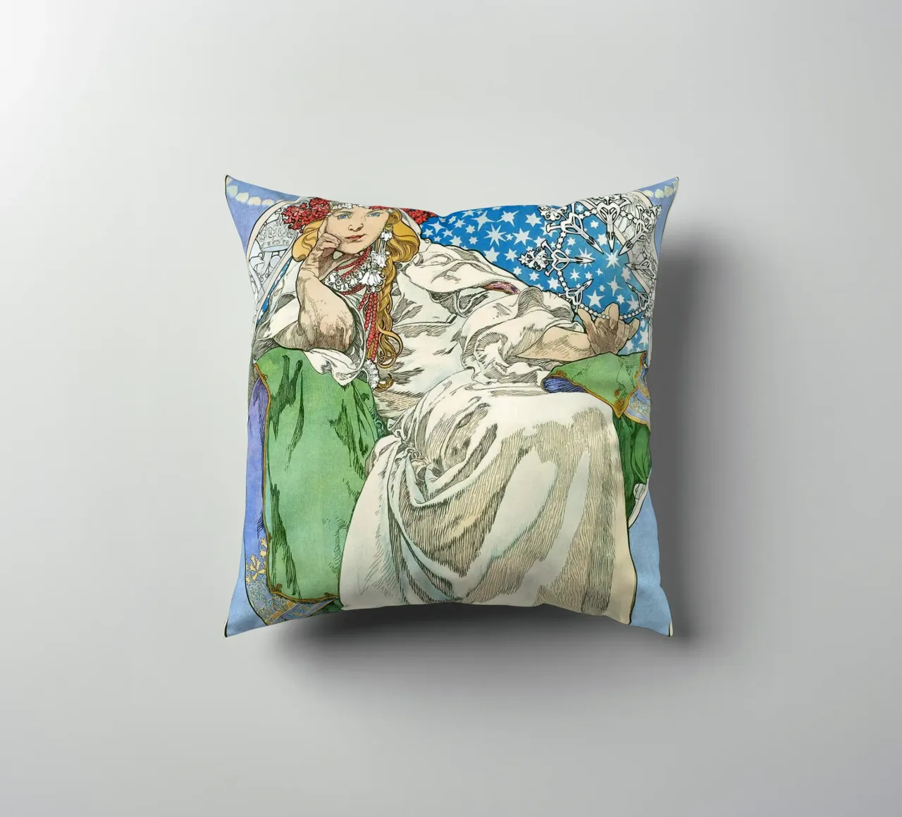 Alphonse Mucha - Principessa Giacinto cuscino da Timeless Artworks