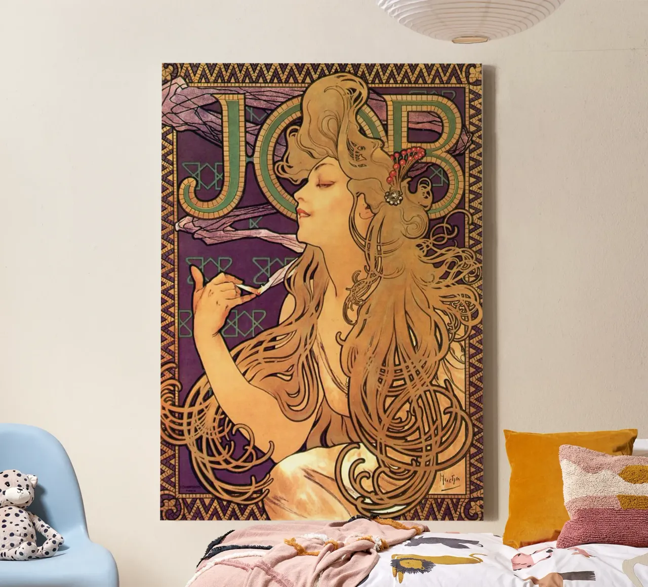 Alphonse Mucha - Sigarette di lavoro tela con Cornice a cassetta da Timeless Artworks