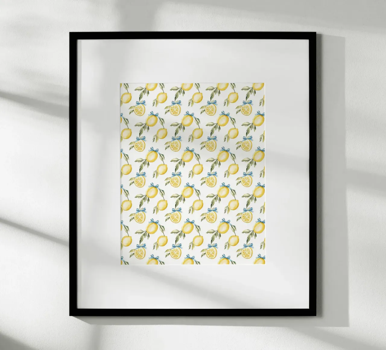 Limone Blu Fiocco Retrò Vintage Botanico Estate Frutta Tropicale poster con telaio in legno da Gentle Echoes Art