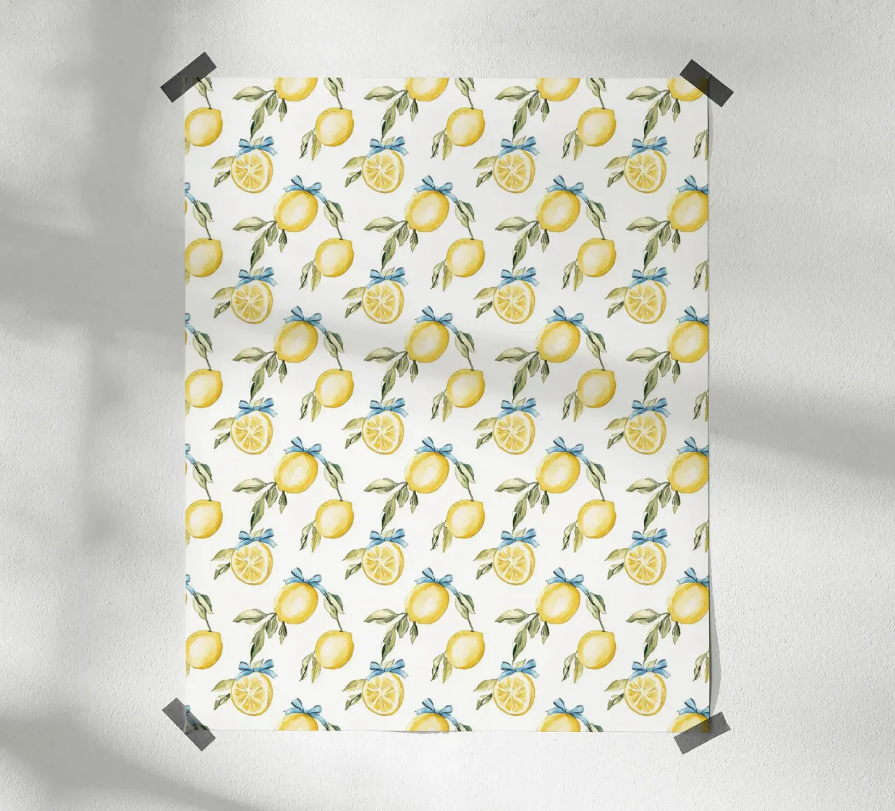 Limone Blu Fiocco Retrò Vintage Botanico Estate Frutta Tropicale poster con telaio in legno da Gentle Echoes Art