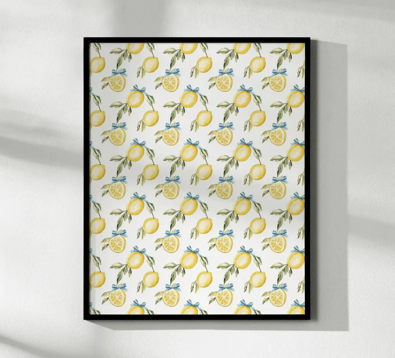 Limone Blu Fiocco Retrò Vintage Botanico Estate Frutta Tropicale poster con telaio in legno da Gentle Echoes Art