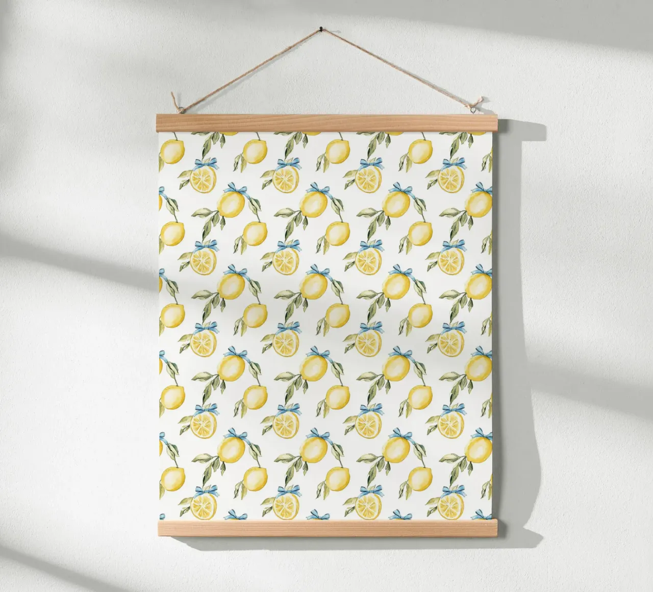 Limone Blu Fiocco Retrò Vintage Botanico Estate Frutta Tropicale poster con telaio in legno da Gentle Echoes Art