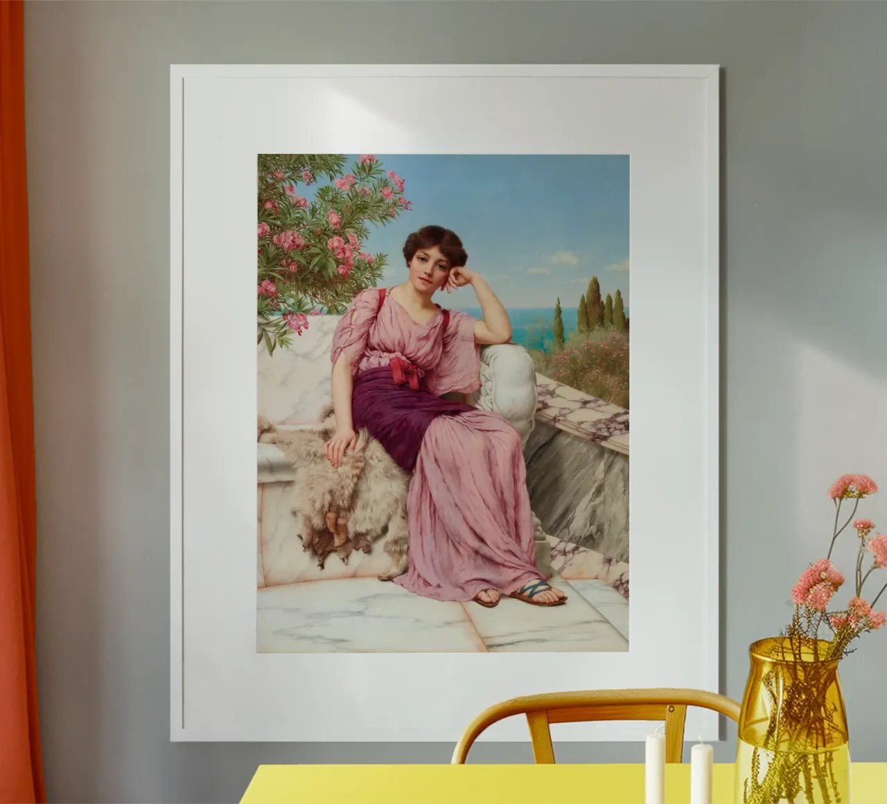 John William Godward - Sogni d'oro poster con telaio in plastica da Timeless Artworks