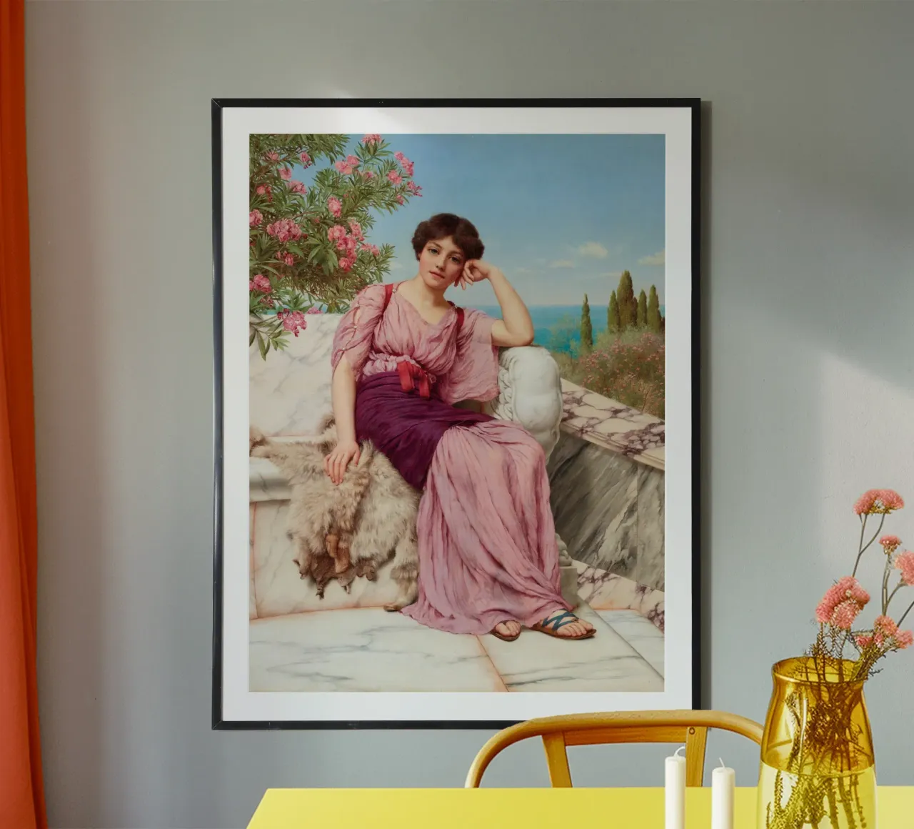 John William Godward - Sogni d'oro poster con telaio in plastica da Timeless Artworks