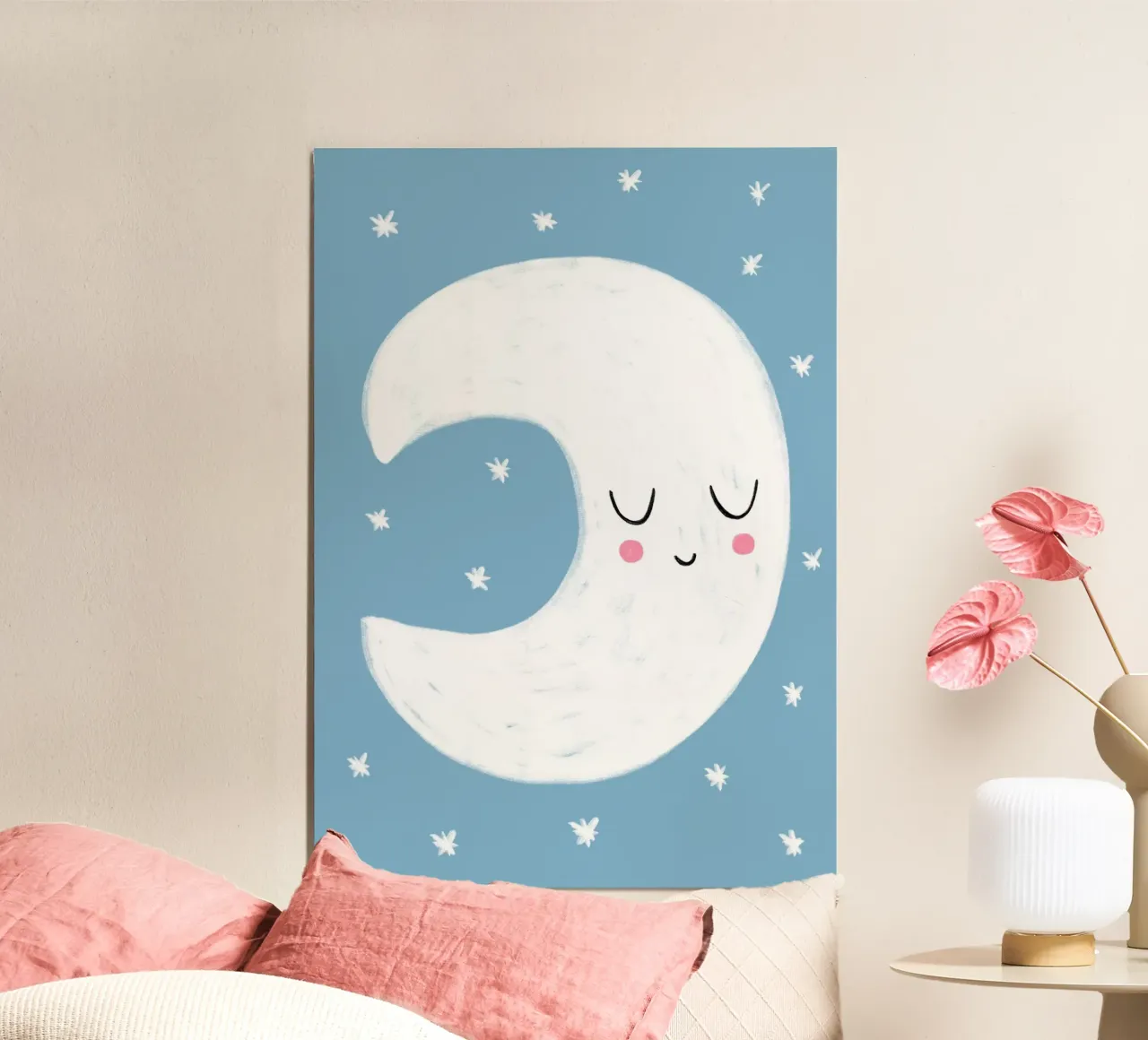 Kleiner blauer Mond poster con telaio in legno da BAINAI KIDS