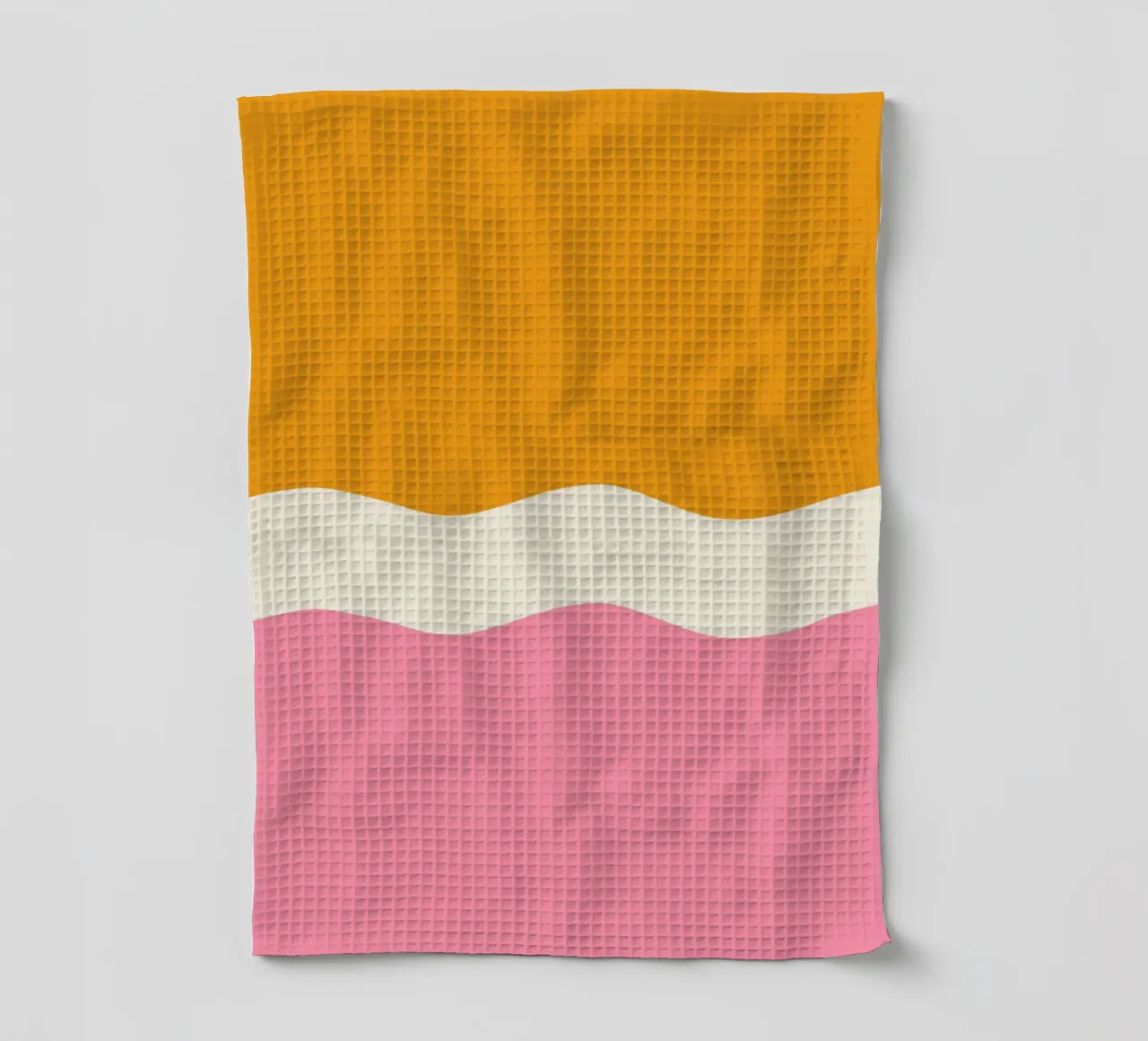 Warme orange rosa Welle tea towel by BAINAI