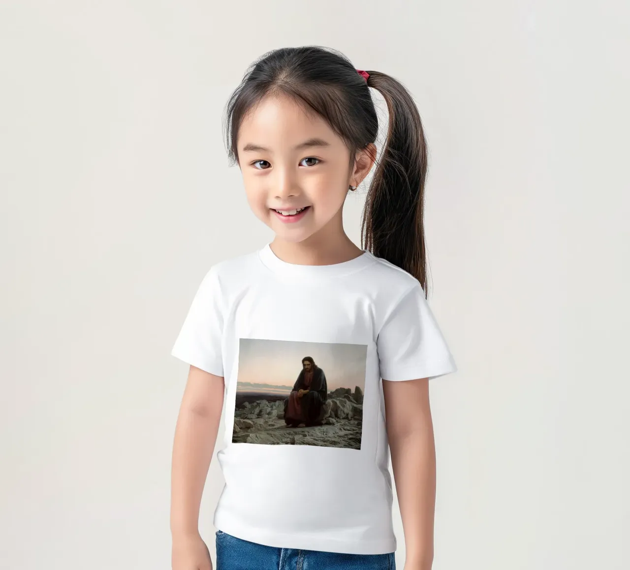 Ivan Kramskoi - Christus in der Wüste Kinder T-Shirt von Timeless Artworks