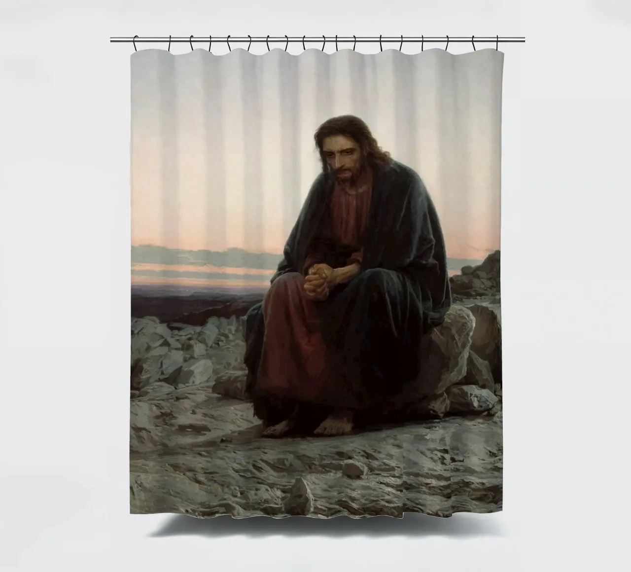 Ivan Kramskoi - Christus in der Wüste Duschvorhang von Timeless Artworks
