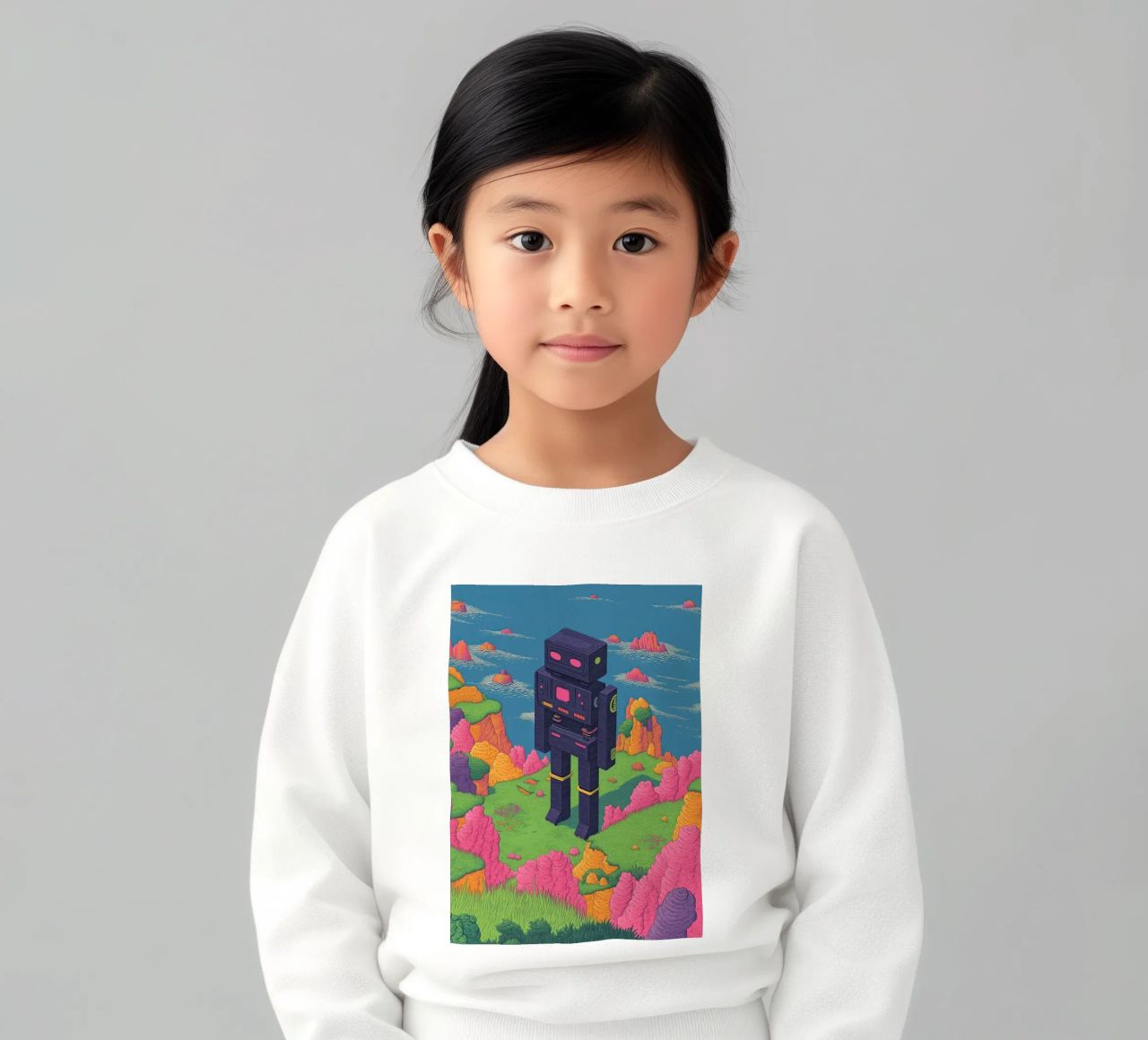 Disegno lineare di robot retrò Pastelli surreali - Pop Art felpa bambino da Kaji
