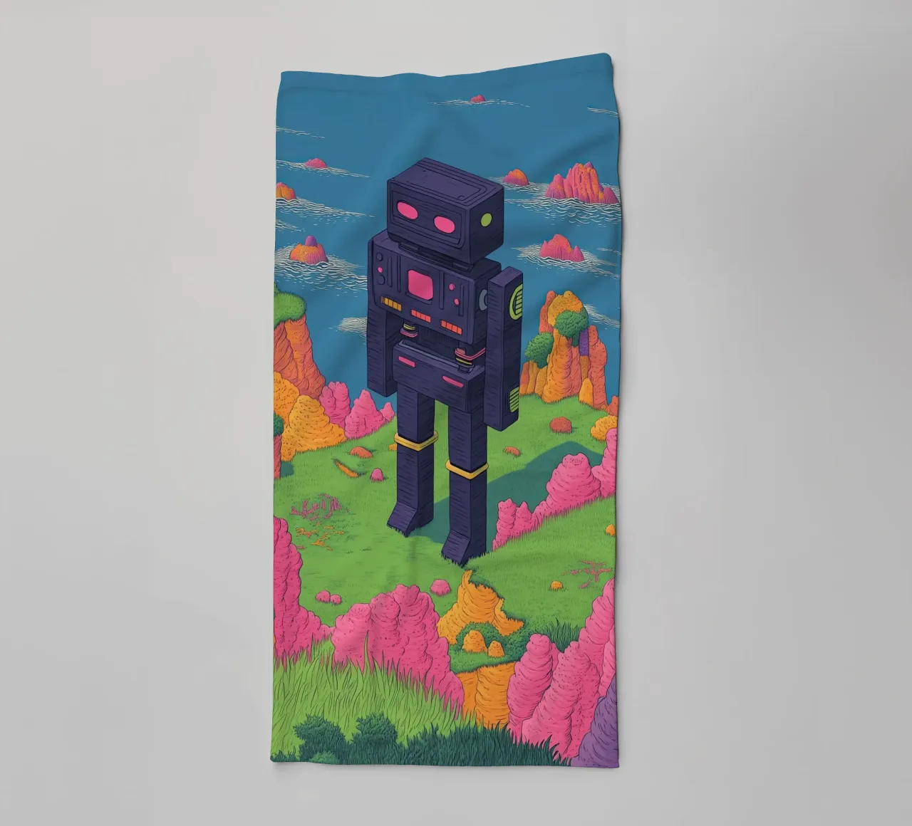 Retro Robot Line Drawing Surreal Pastels – Pop Art towel by Kaji