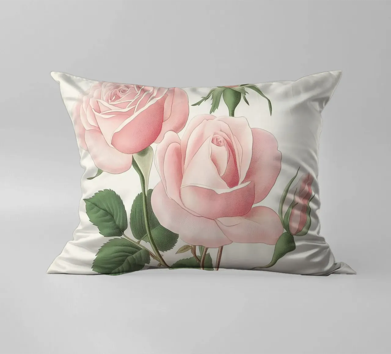 Rose rosa pallido Vintage Botanical Spring Flower Retro Floral cuscino da Gentle Echoes Art