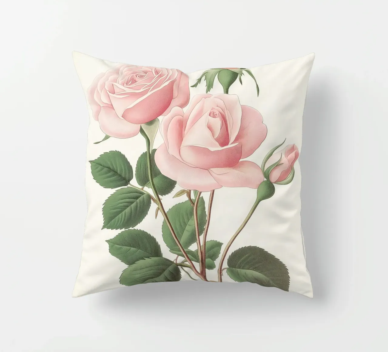 Rose rosa pallido Vintage Botanical Spring Flower Retro Floral cuscino da Gentle Echoes Art