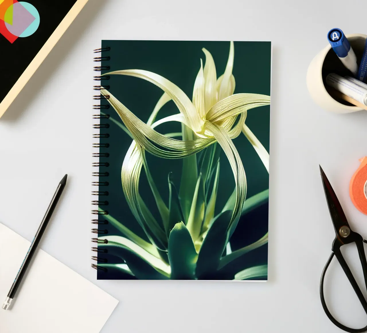 Macro Aloe Vera Flower spiral notebook by Bold Blooms