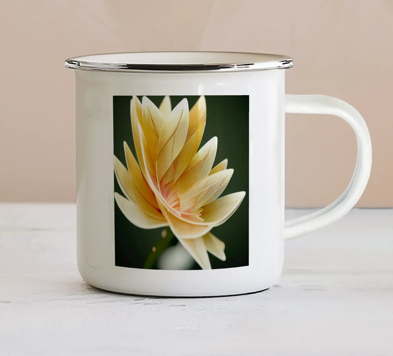 Flor Macro Ashok taza de esmalte de Bold Blooms