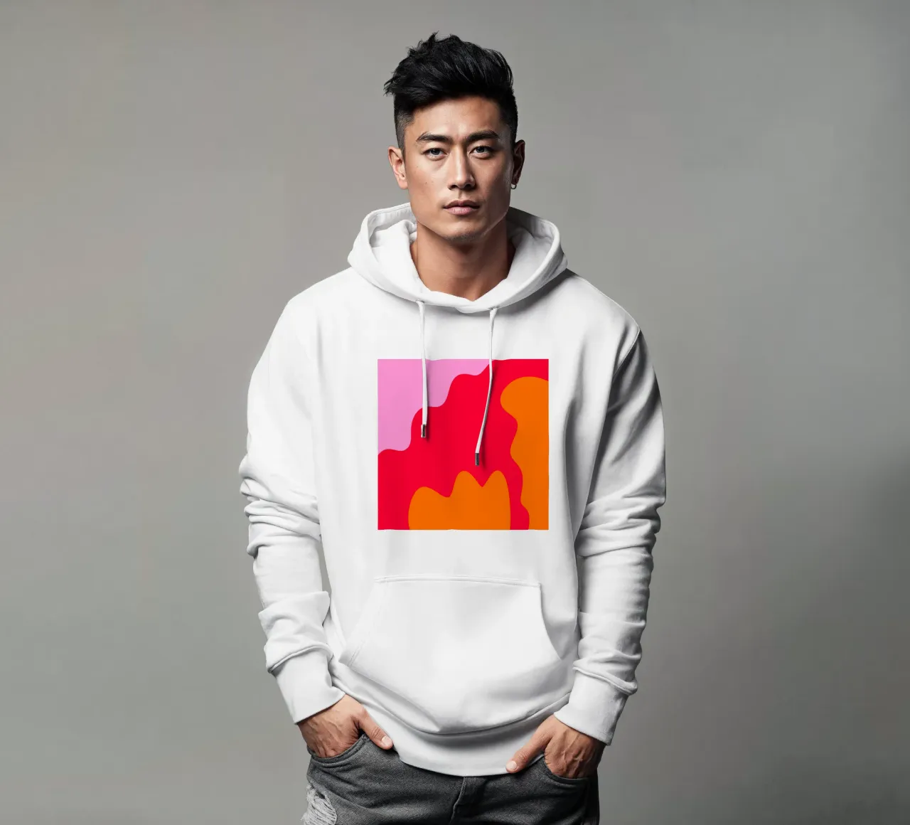 Forme di color blocking rosa, rosso, arancione felpa con cappuccio da Wackapacka