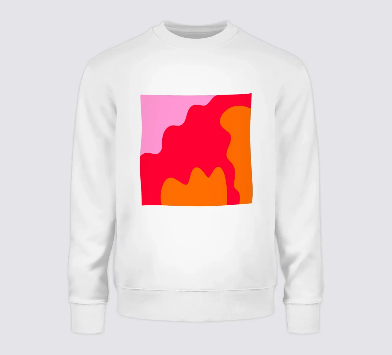 Color blocking shapes pink, red, orange sweatshirt by Wackapacka