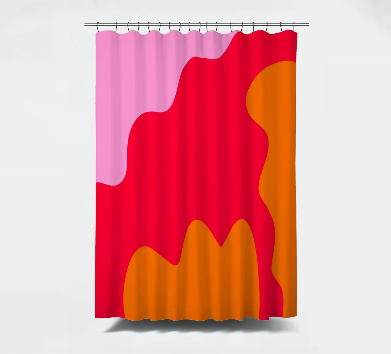 Forme di color blocking rosa, rosso, arancione tenda da doccia da Wackapacka