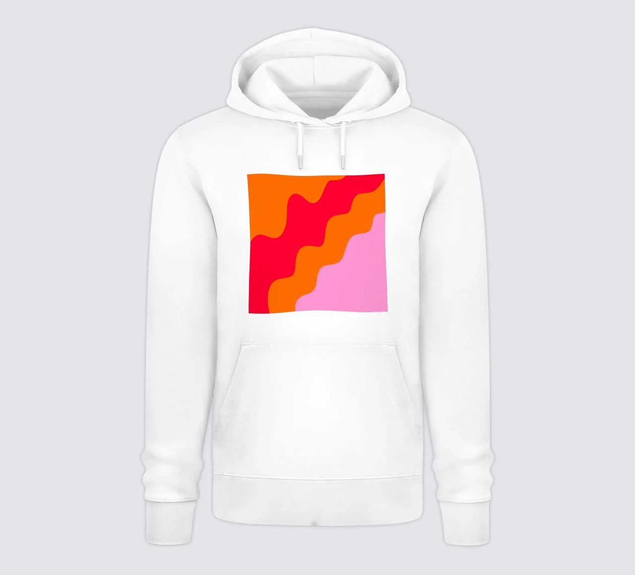 Forme ondulate in color blocking rosa, rosso, arancione felpa con cappuccio da Wackapacka