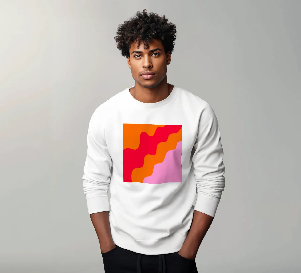 Color blocking formes ondulées rose, rouge, orange sweat de Wackapacka
