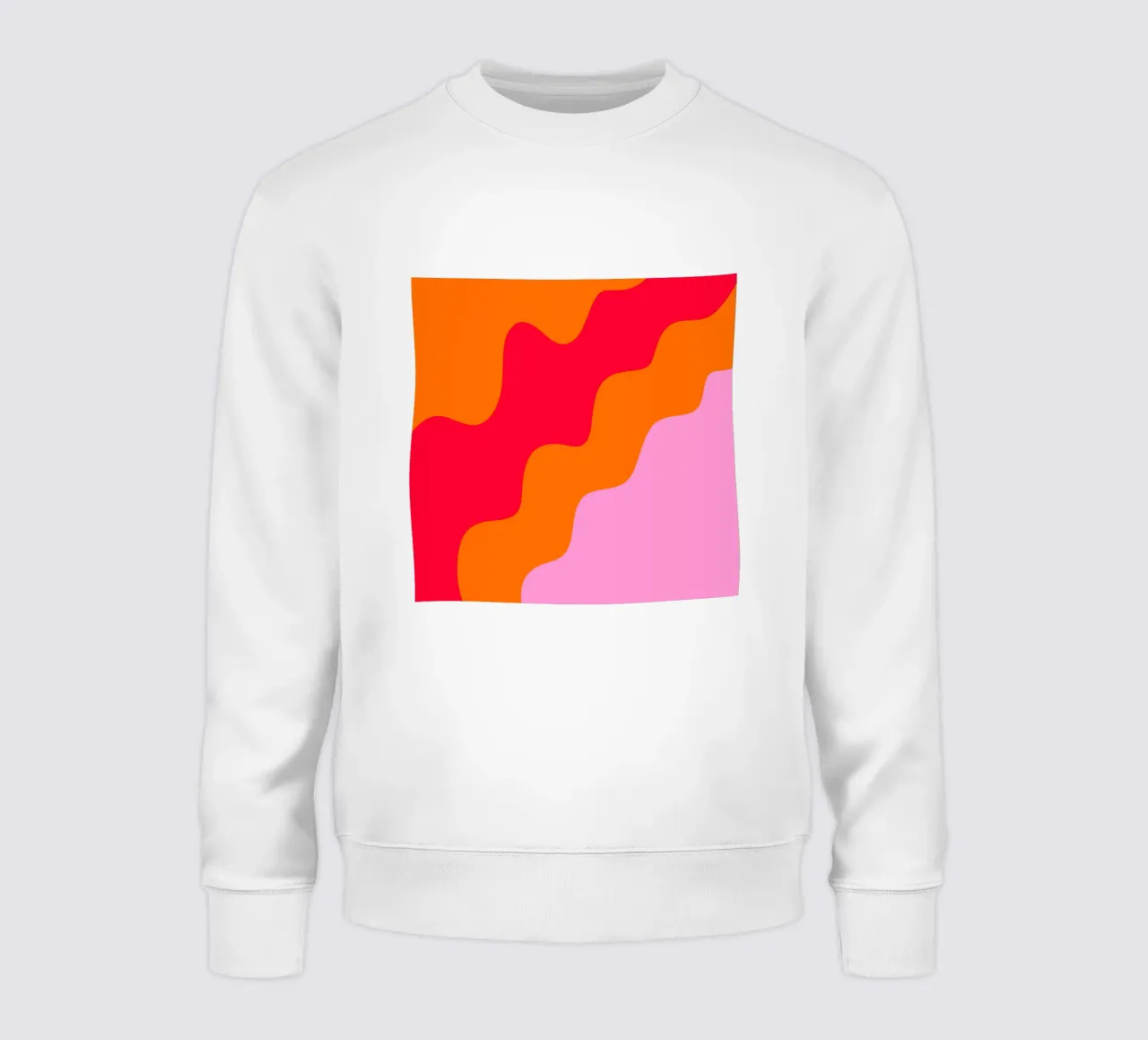 Forme ondulate in color blocking rosa, rosso, arancione felpa da Wackapacka