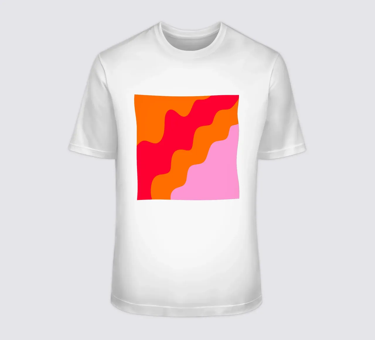Forme ondulate in color blocking rosa, rosso, arancione t-shirt da Wackapacka