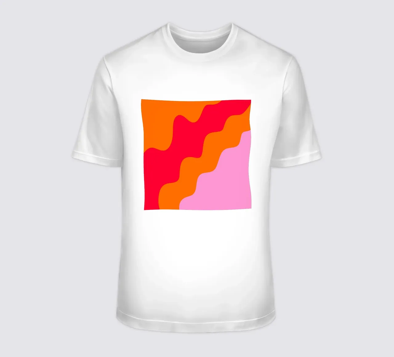 Color blocking formes ondulées rose, rouge, orange t-shirt de Wackapacka