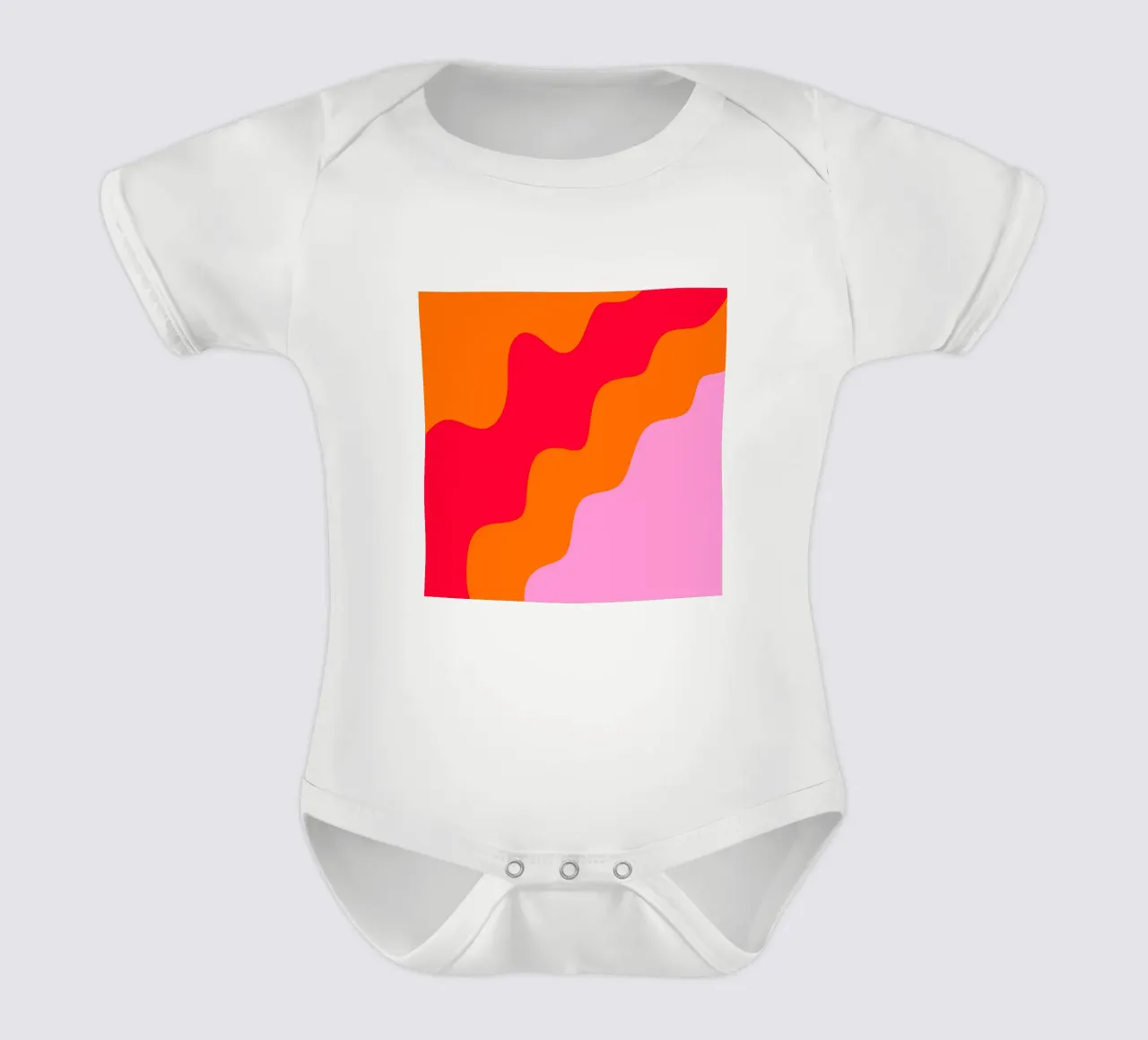Forme ondulate in color blocking rosa, rosso, arancione body neonato maniche corte da Wackapacka
