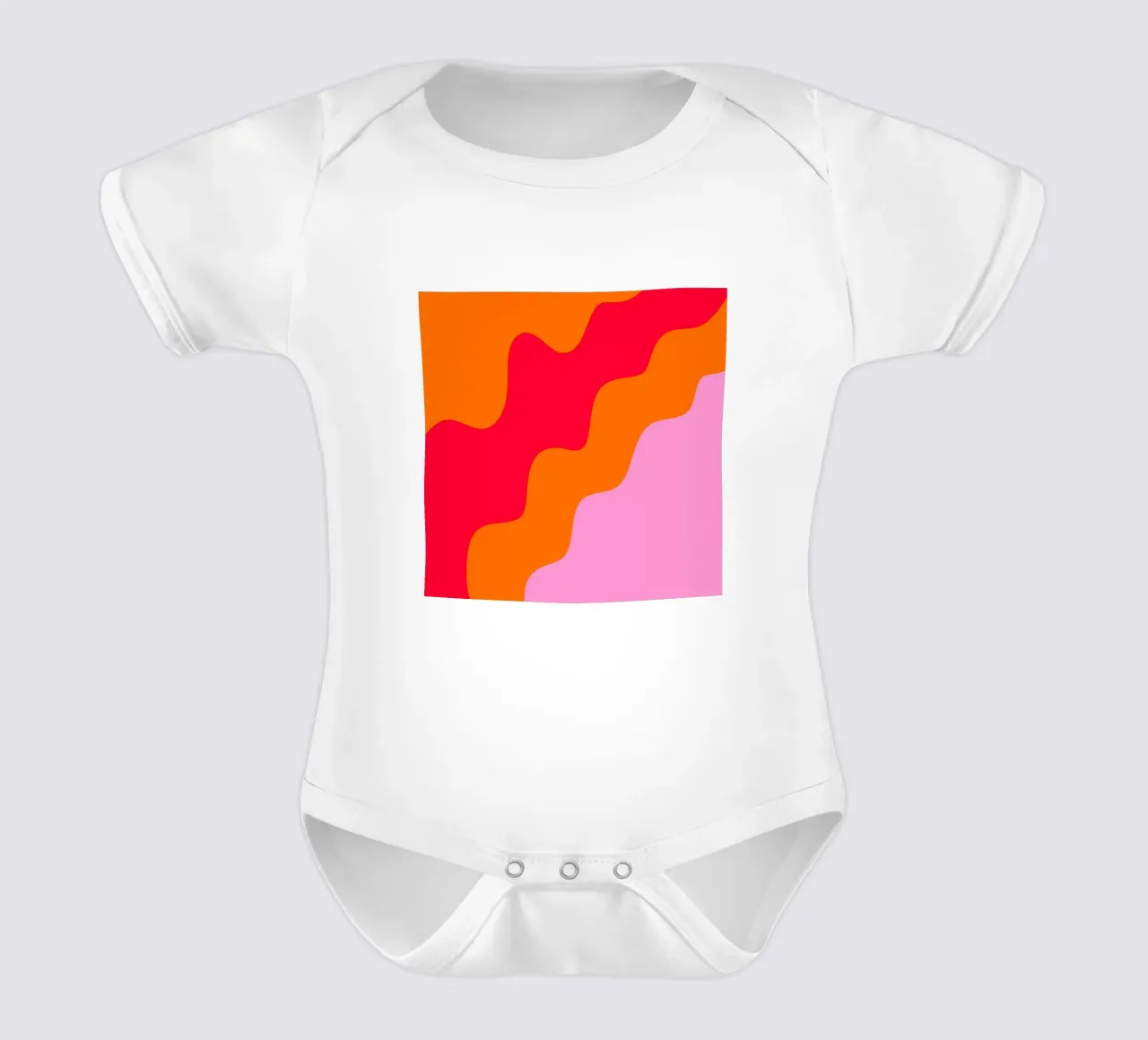 Forme ondulate in color blocking rosa, rosso, arancione body neonato maniche corte da Wackapacka