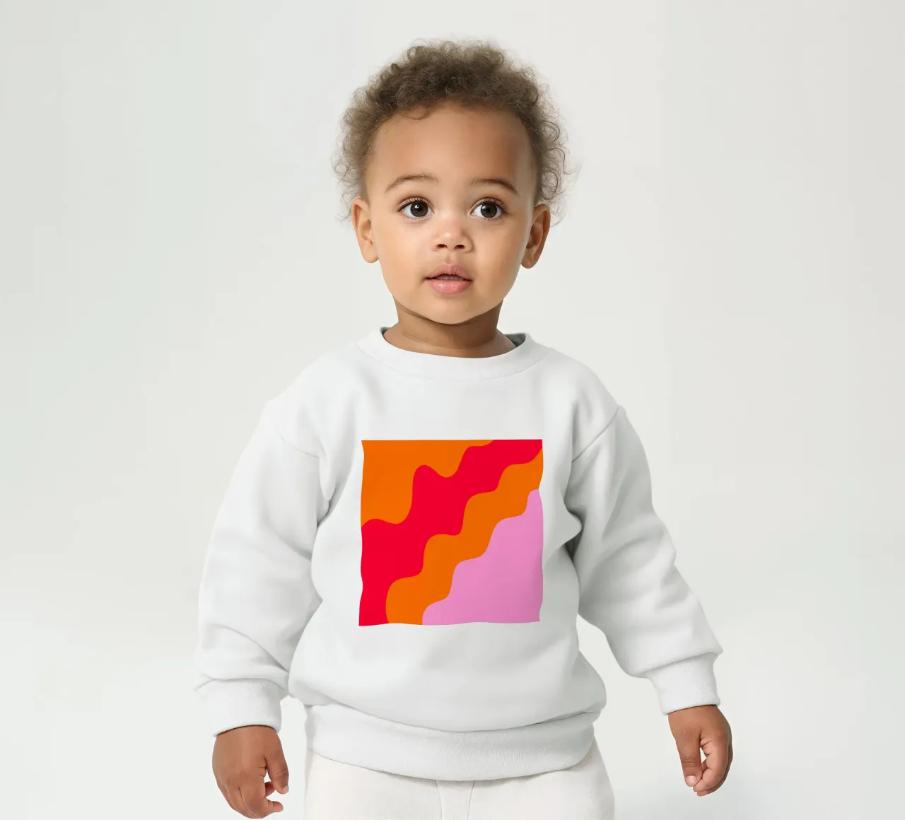 Forme ondulate in color blocking rosa, rosso, arancione felpa neonato da Wackapacka