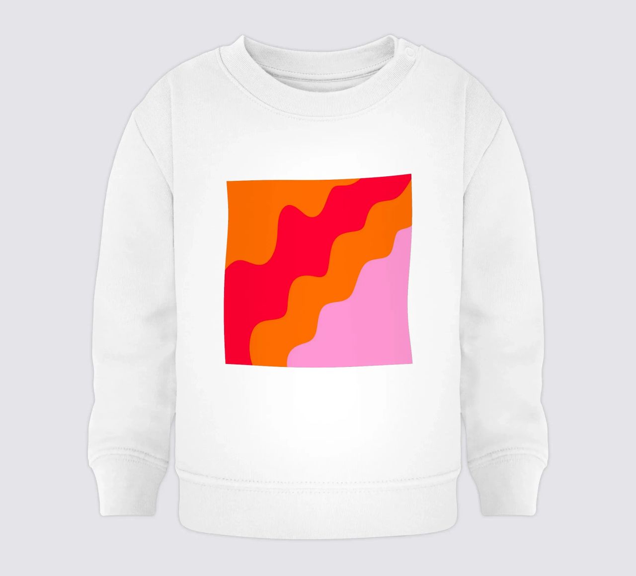 Forme ondulate in color blocking rosa, rosso, arancione felpa neonato da Wackapacka