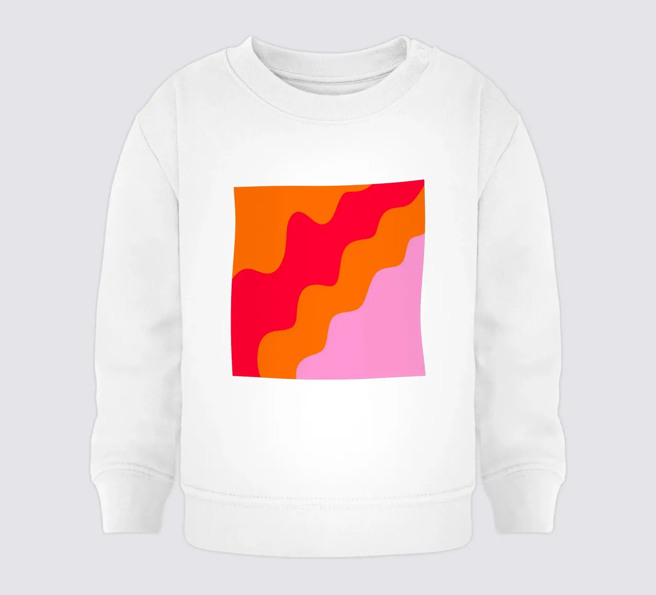 Color blocking wavy shapes pink, red, orange baby sweatshirt by Wackapacka
