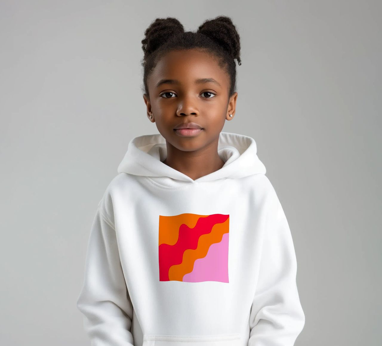 Forme ondulate in color blocking rosa, rosso, arancione felpa bambino con cappuccio da Wackapacka