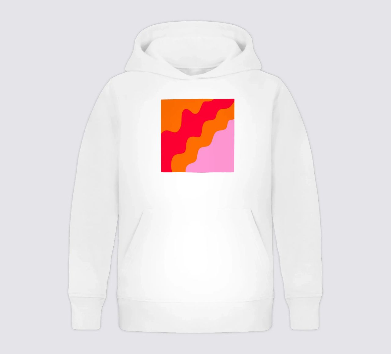 Forme ondulate in color blocking rosa, rosso, arancione felpa bambino con cappuccio da Wackapacka