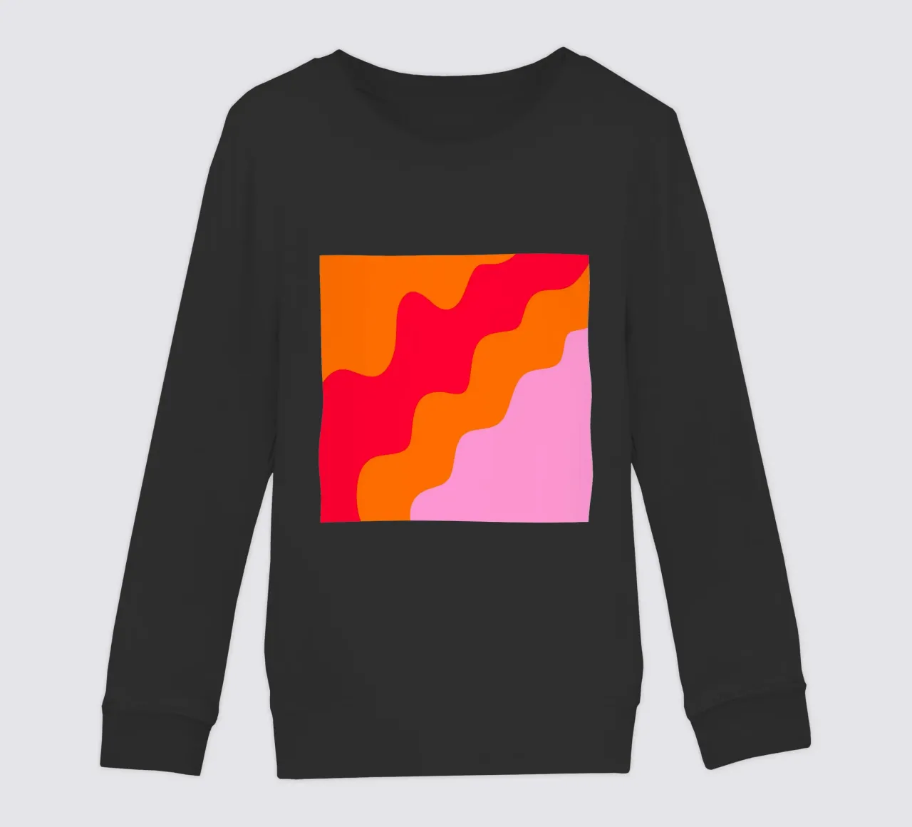 Forme ondulate in color blocking rosa, rosso, arancione felpa bambino da Wackapacka