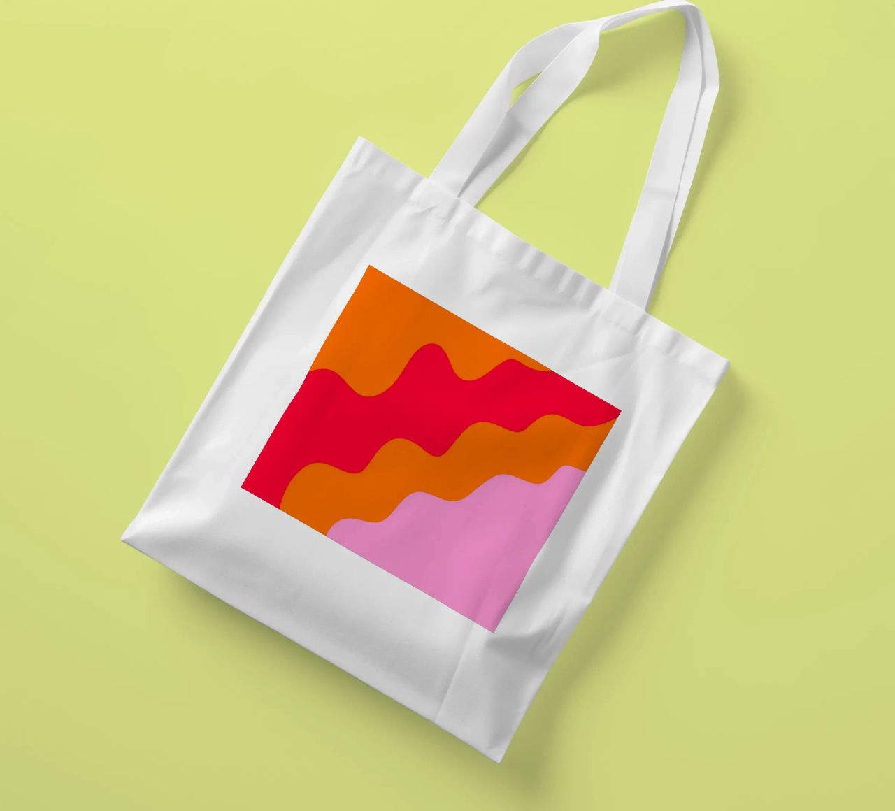 Forme ondulate in color blocking rosa, rosso, arancione borsa in juta da Wackapacka