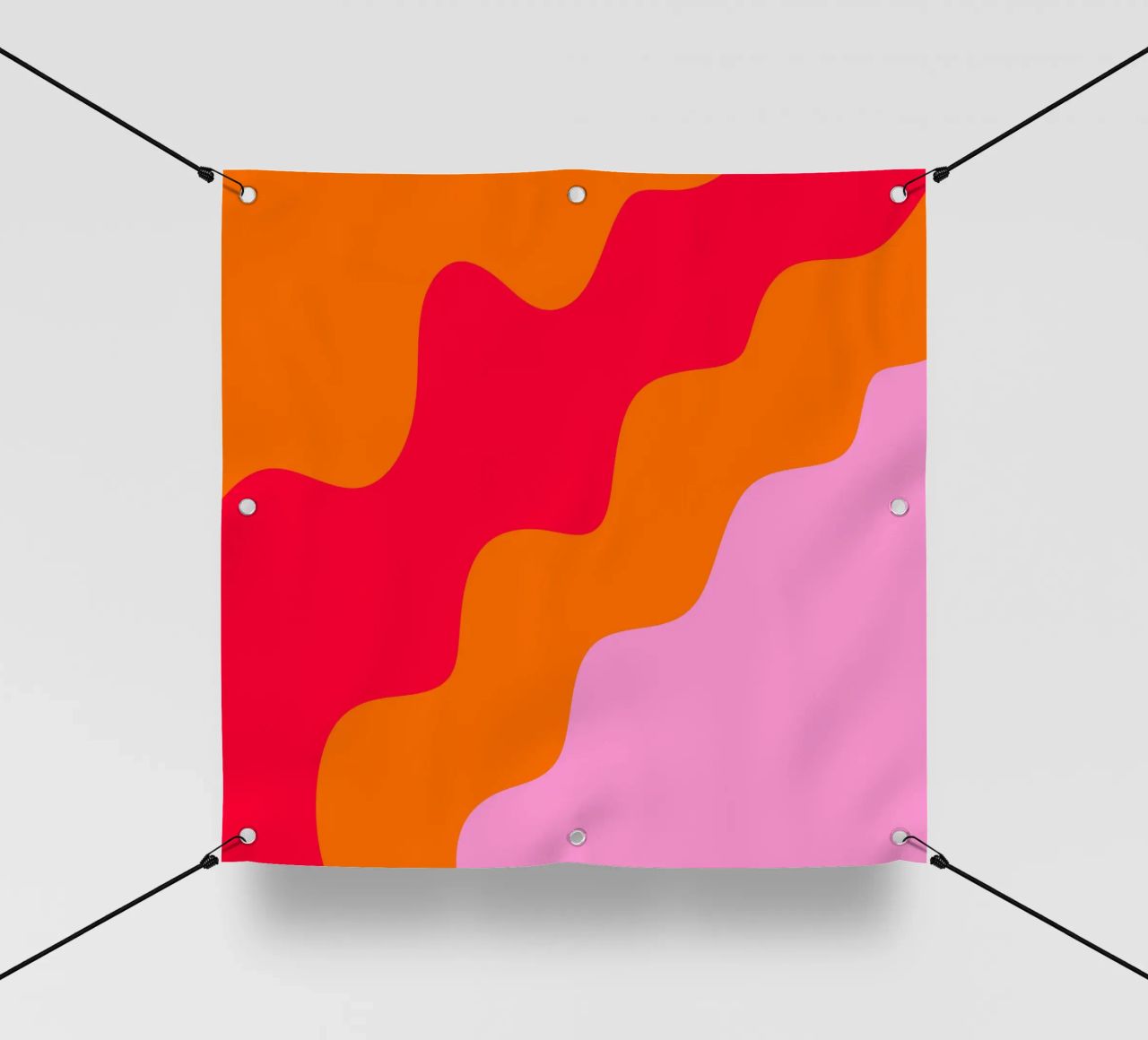 Forme ondulate in color blocking rosa, rosso, arancione telo in pvc da Wackapacka