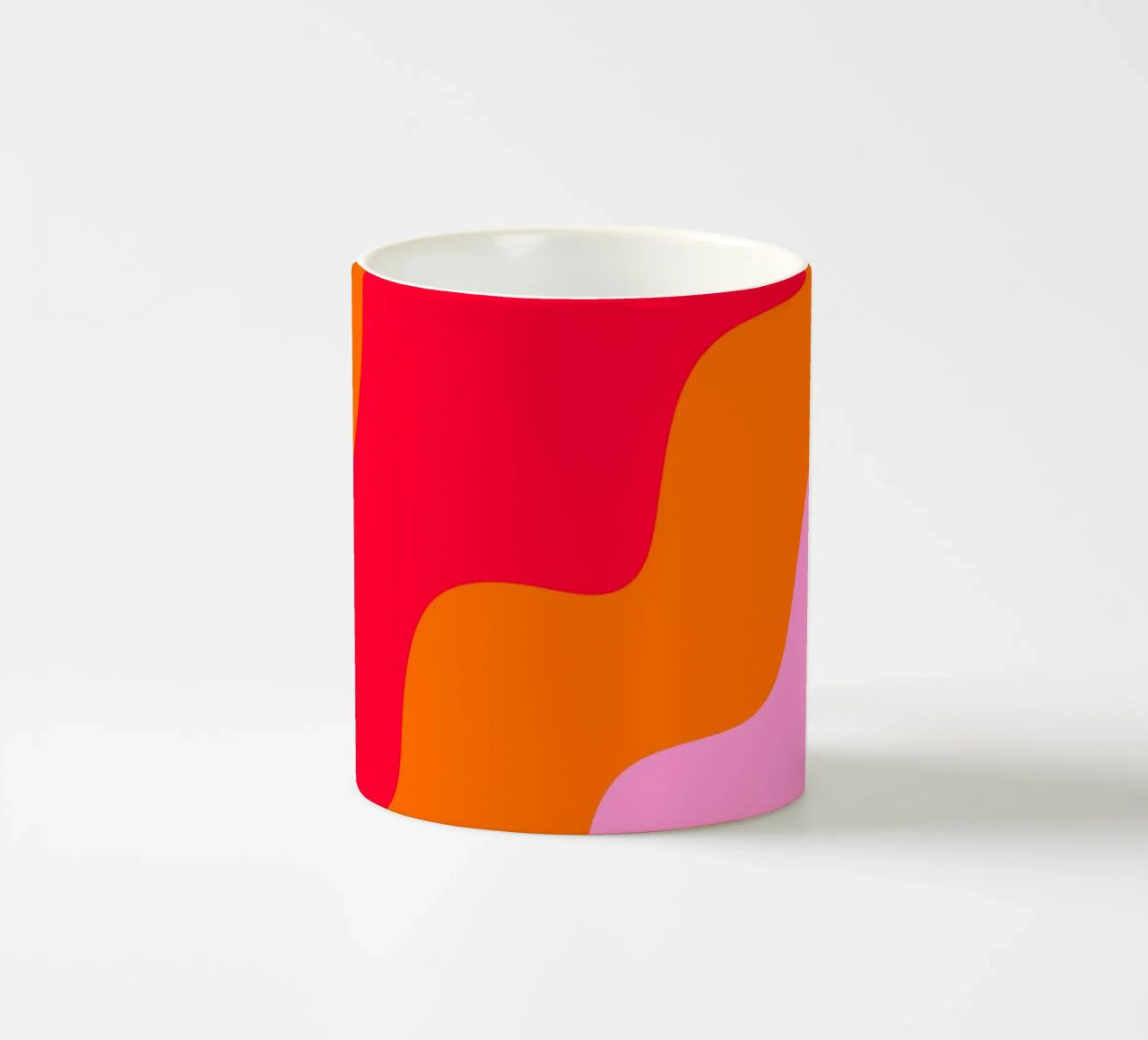 Forme ondulate in color blocking rosa, rosso, arancione tazza in ceramica da Wackapacka