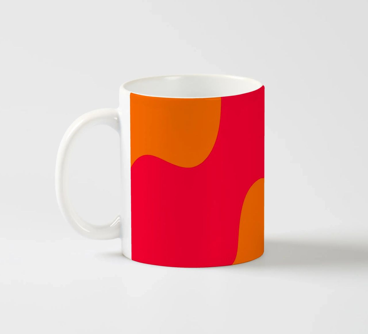 Forme ondulate in color blocking rosa, rosso, arancione tazza in ceramica da Wackapacka