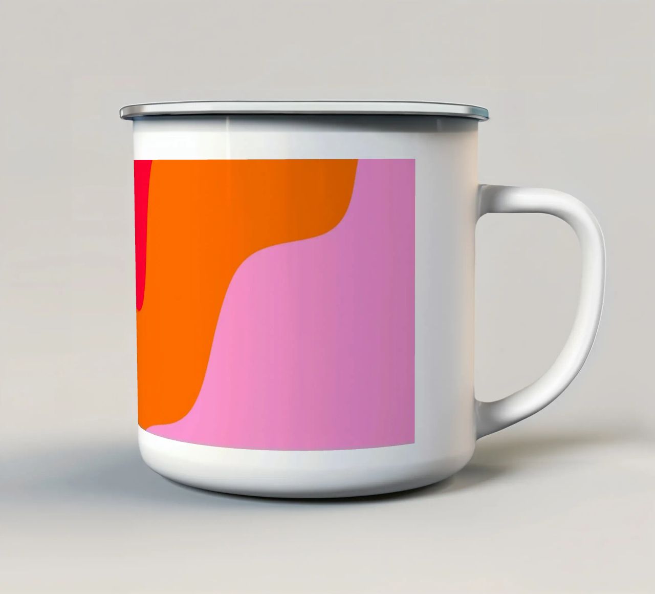 Forme ondulate in color blocking rosa, rosso, arancione tazza in smalto da Wackapacka