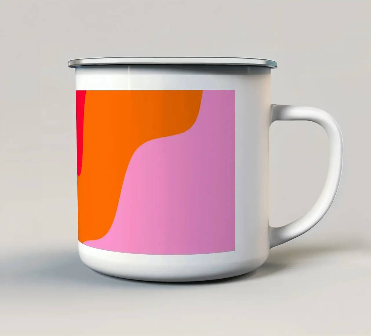 Color blocking formes ondulées rose, rouge, orange mug en émail de Wackapacka