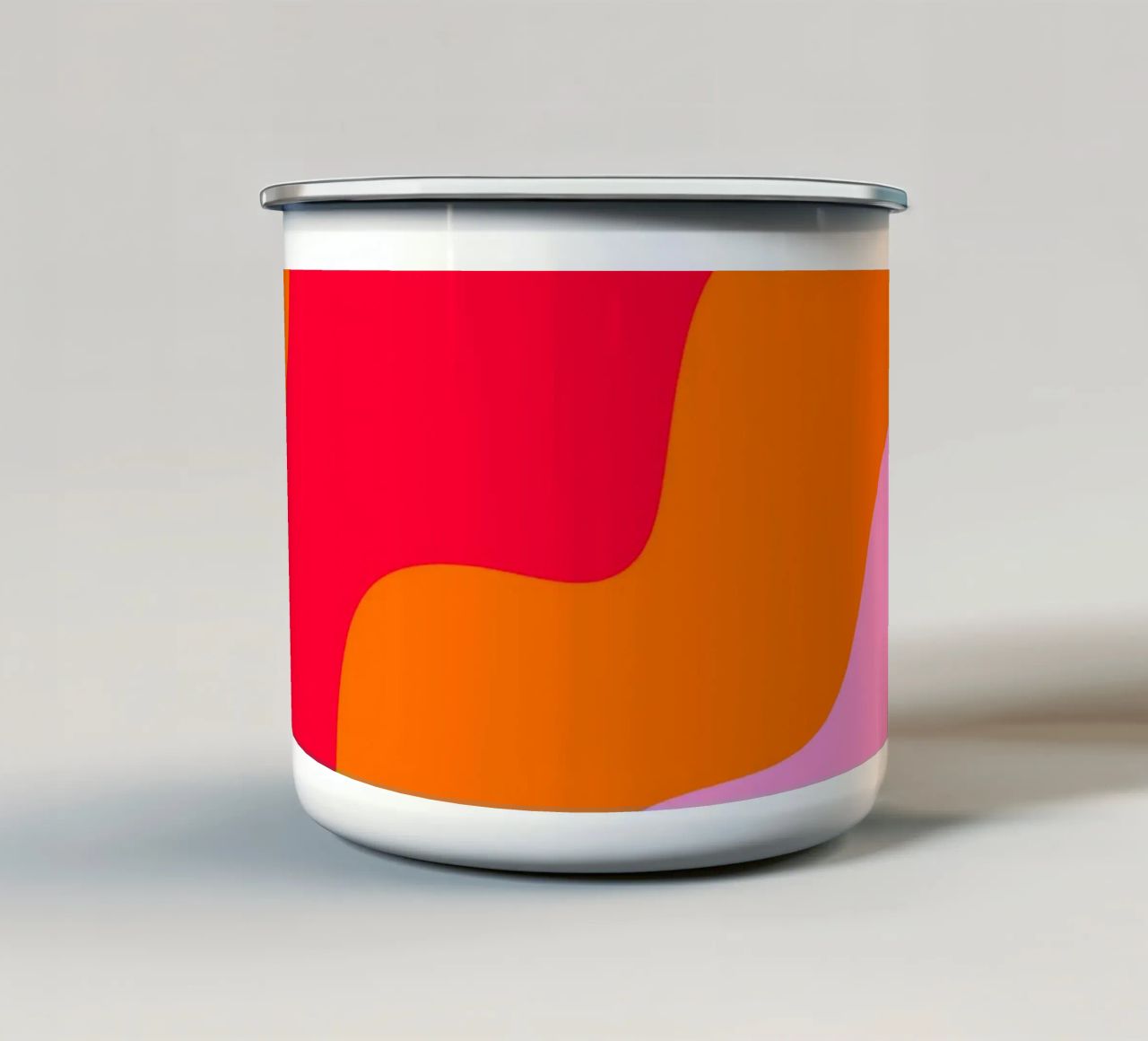 Forme ondulate in color blocking rosa, rosso, arancione tazza in smalto da Wackapacka