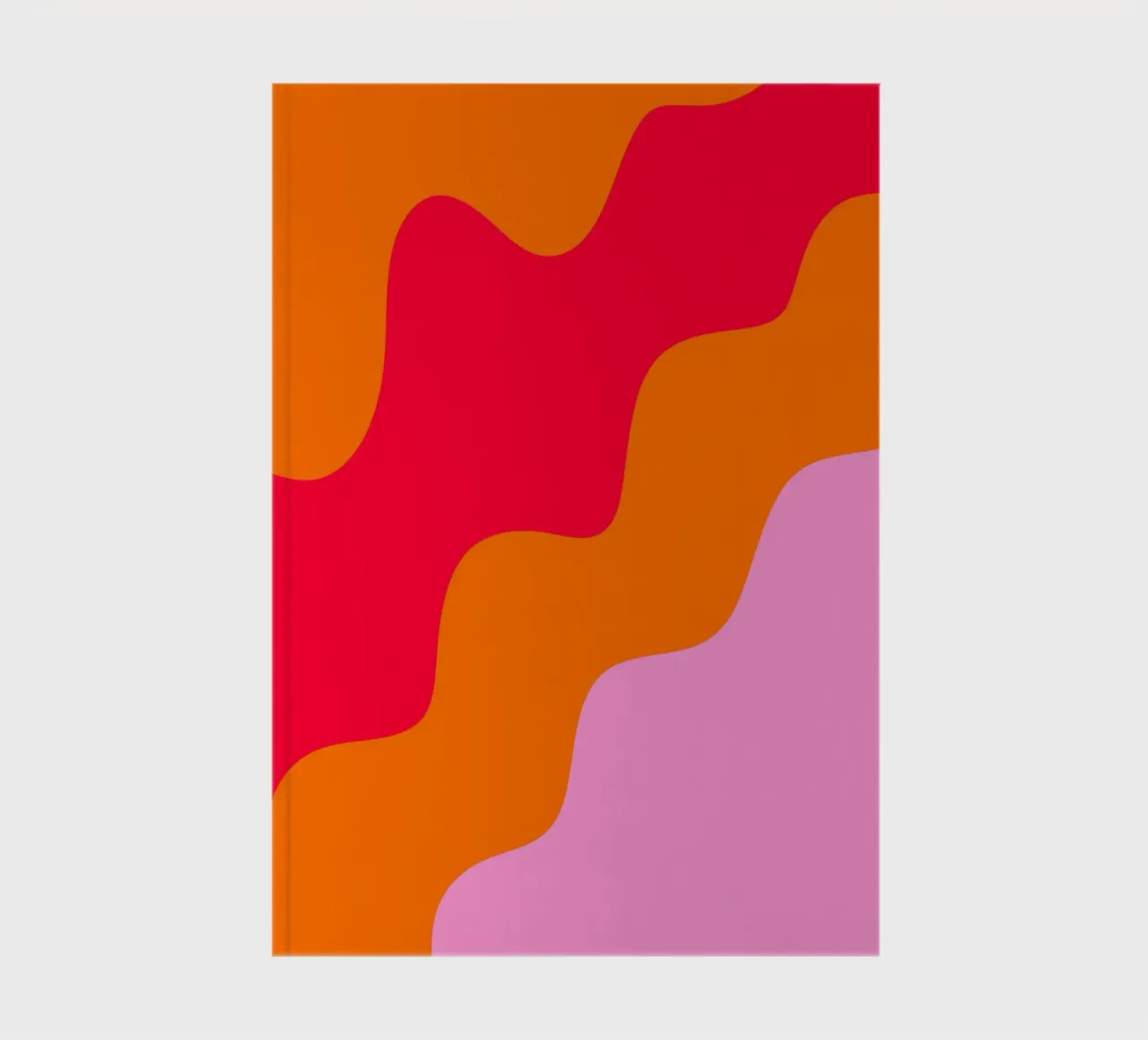 Color blocking wavy shapes pink, red, orange notebook by Wackapacka