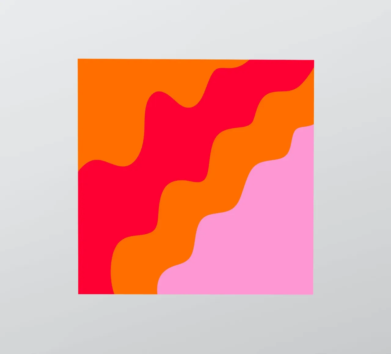 Forme ondulate in color blocking rosa, rosso, arancione adesivo da Wackapacka