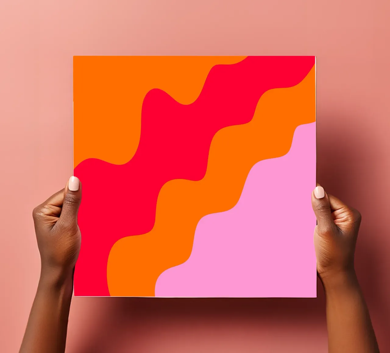 Forme ondulate in color blocking rosa, rosso, arancione foglio adesivo da Wackapacka